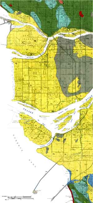 Geologic map of the Fraser River Delta area.