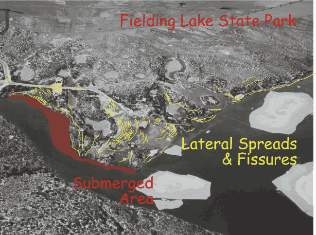 Areal view of Fielding Lake State Park.