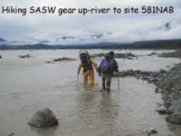 Hiking SASW gear up-river to site 581-NAB.