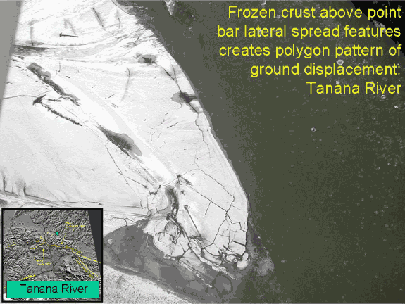 Frozen crust of ice on Tanana River.