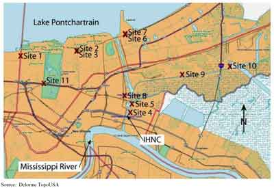 Site map of laser sites.