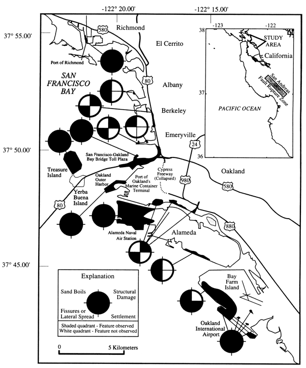 Index map of San Francisco east-bay shoreline sites.