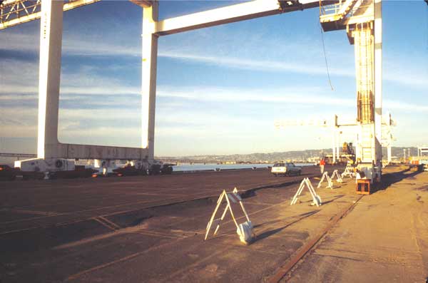 Wharf of Port of Oakland's marine container Terminal at Seventh Street