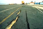 Photo of damage to pavement at the Port of Oakland.