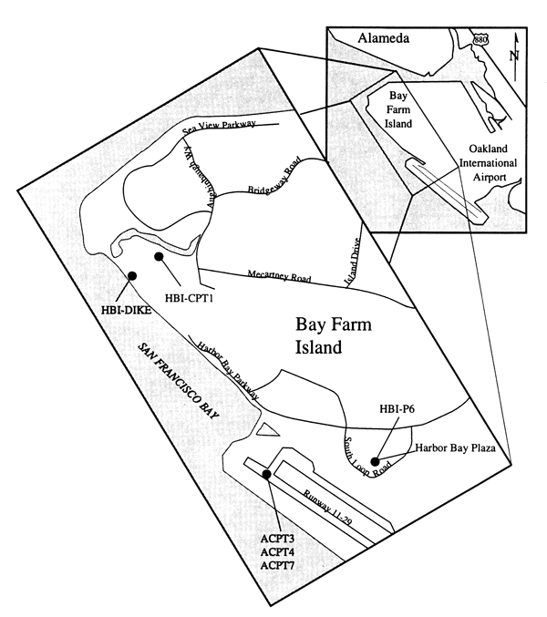Map of Oakland Airport and Bay Farm Island.