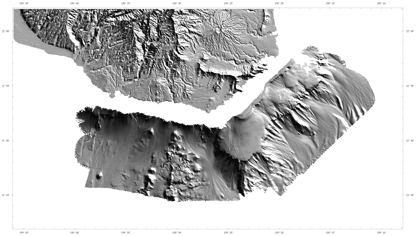 Shaded-Relief image off Kauai, Hawaii