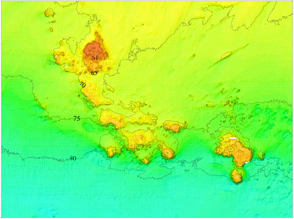 Color Shaded-Relief Bathymetry of 40-Fathom Reef