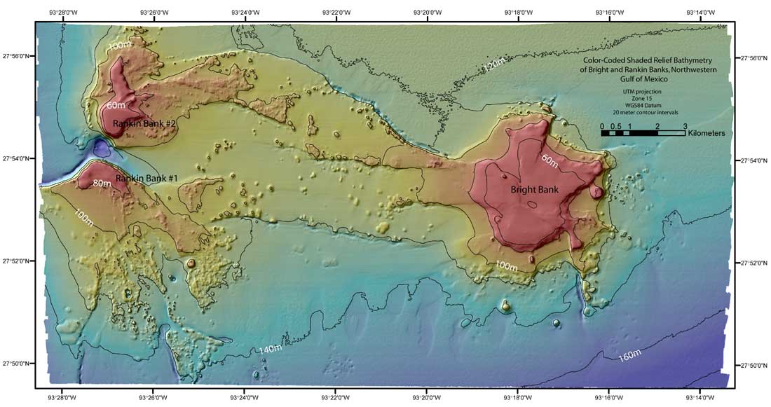 Bright and Rankin Banks shaded relief bathymetry