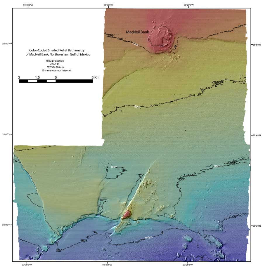 MacNeil Bank shaded relief bathymetry