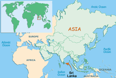 Location of Sri Lanka and Indian Ocean