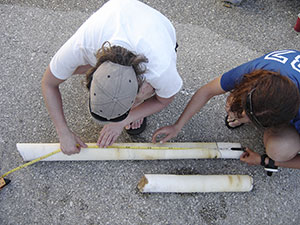 measurements after coral cores were collected in Guam