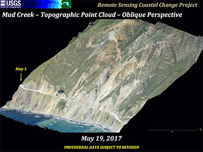 Animation of USGS computer generated images at Big Sur landslide area.