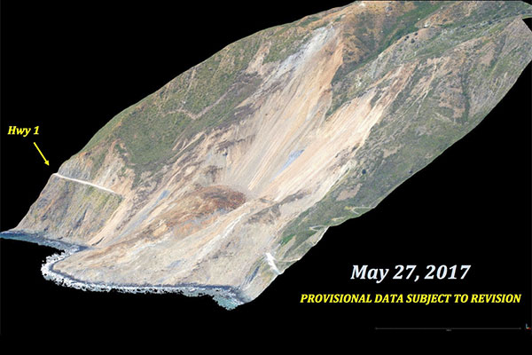 Animation of USGS computer generated images at Big Sur landslide area.