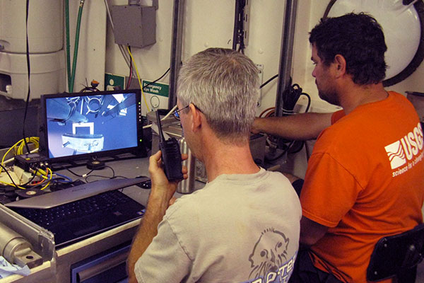 Photograph of Gerry Hatcher and Pete Dal Ferro. USGS photograph by Jenny White.