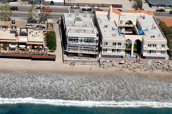 Stretch of beach in Malibu, California, vulnerable to flooding from storms and sea-level rise. Cropped from image 201309712 in California Coastal Records Project.
