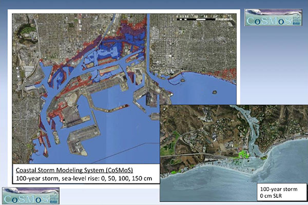 Illustration showing how CoSMoS incorporates global, regional, and local information to create its predictive models.