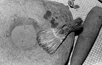 Photo of Maidu mortar and brush.