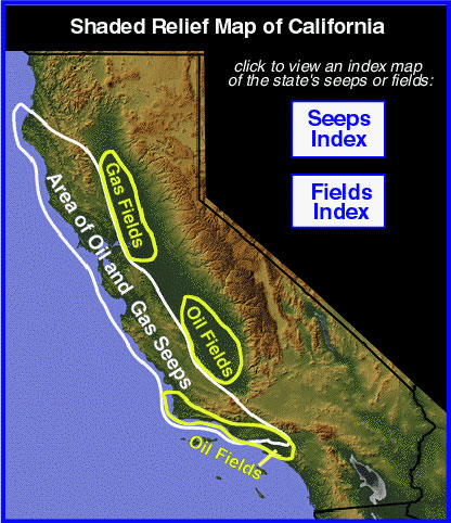 Shaded relief map of California.