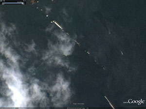 Image of Kamaishi from Google Earth in 2011.