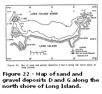 Figure 22 - Map of sand and gravel deposits D and G along the north shore of Long Island.  Larger image will open in new browser window.
