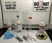 Image shows the equipment typically necessary to perform analyses for carbonate content by insoluble residue.