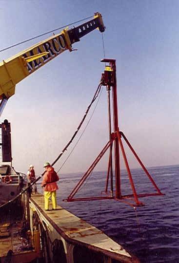 Image showing Alpine Vibracore being deployed at sea.