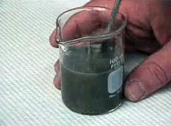 Photo showing sediment sample pre-soaking in beaker.