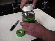 Image showing fine fraction of sample sealed in labeled Mason jar.