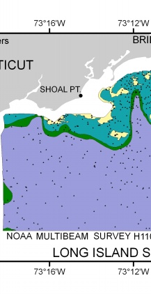 Distribution of surficial sediments off Bridgeport, Connecticut. 