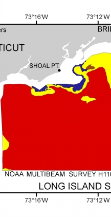 Map showing the distribution of sea-floor sedimentary environments off Bridgeport, Connecticut.