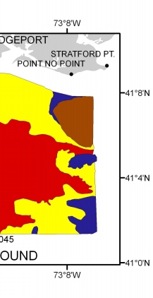 Map showing the distribution of sea-floor sedimentary environments off Bridgeport, Connecticut.