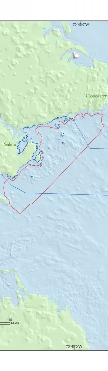 Figure 1_1. Map showing the location of the survey area offshore of northeastern Massachusetts between Nahant and Gloucester.