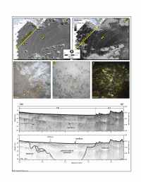Fig. 4.7. Maps of seafloor topography (upper left) and backscatter intensity (upper right) in Nahant Bay and approaches.