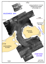 Figure 20.  Map showing the sidescan sonar imagery produced from data collected during NOAA survey H11076 of Quicks Hole, Massachusetts.