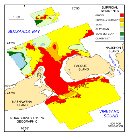 Figure 29. Map showing the interpreted distribution of surficial sediment within NOAA survey H11076.   