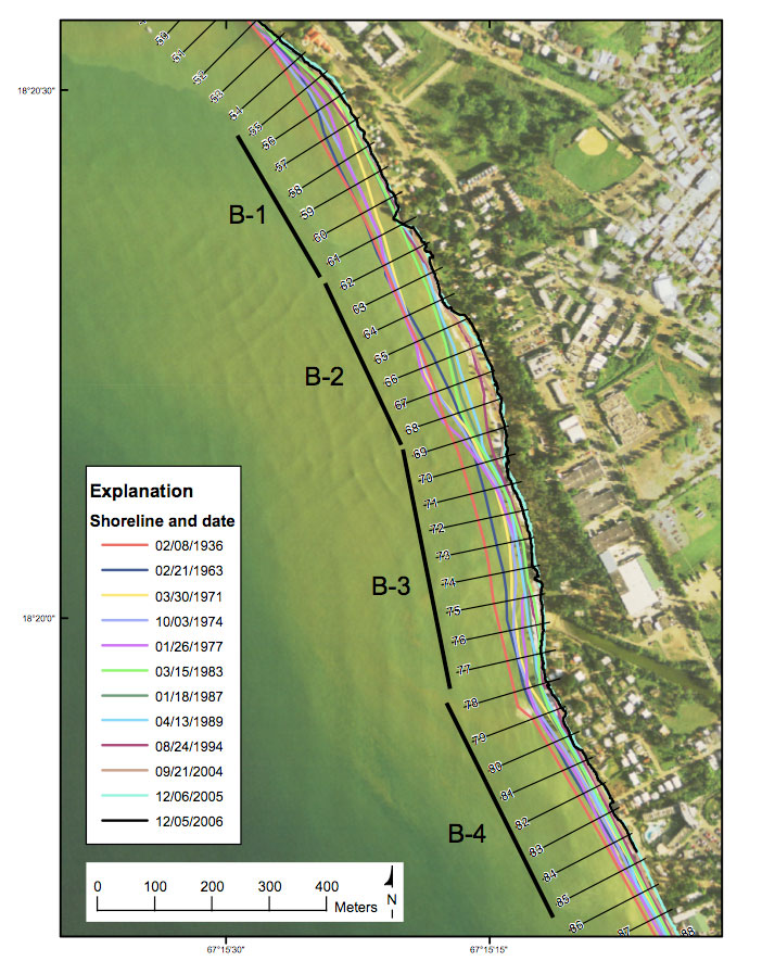 Figure 15. Map showing the four subdivisions identified in Reach B.