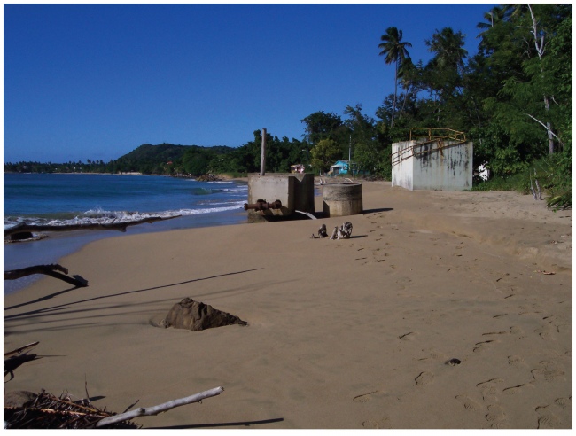 Figure 18. Photograph taken on 05 December 2005 showing infrastructure that is now on the beach and in the surf zone in Reach B-2.