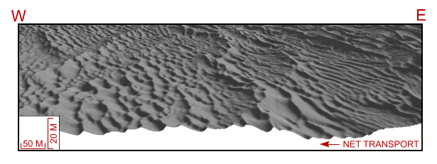 Figure 29. Perspective view of sand waves in the vicinity of Six Mile Reef.