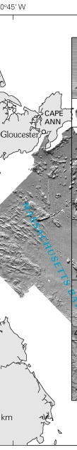 Figure 2.  Sun-illuminated sea floor topographic imagery of the Stellwagen Bank National Marine Sanctuary and Massachusetts Bay region.