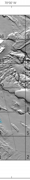 Figure 2.  Sun-illuminated sea floor topographic imagery of the Stellwagen Bank National Marine Sanctuary and Massachusetts Bay region.