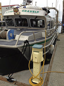Photograph of the bow, or front, of our boat R/V Snavely.